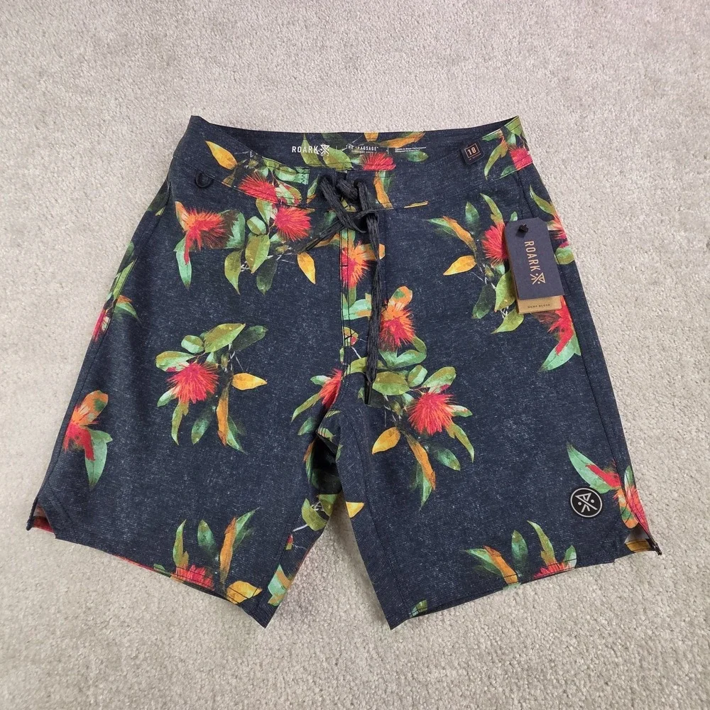 Roark Passage 18 La Selva Board Shorts Mens 28 Floral Hemp Blend Surf NWT